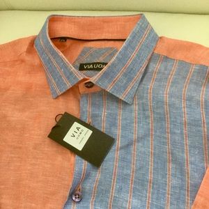 Men’s Couture 100%linen  button down shirt.